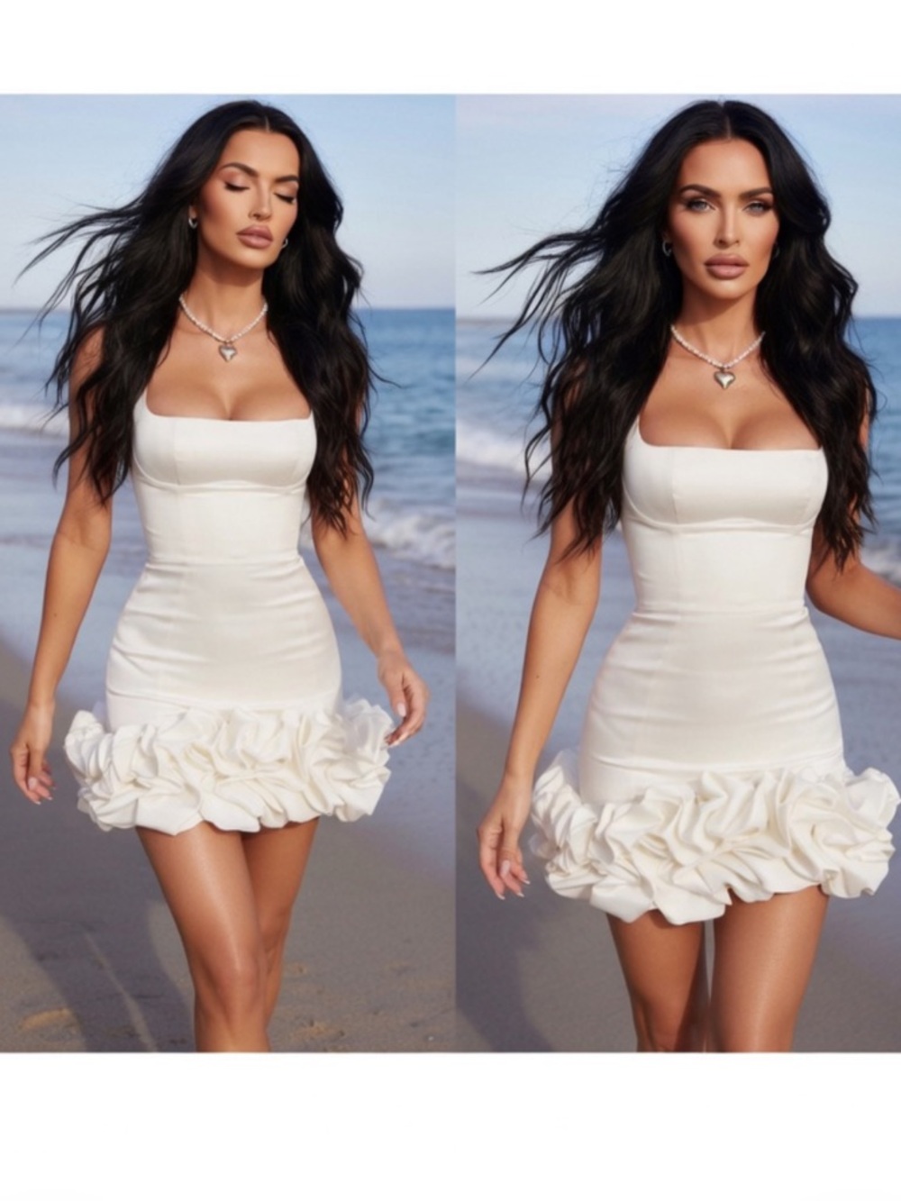 HOUSE OF CB 'Lilou' Ivory Ruffle Hem Dress /Size S-US 4-6 $255 - Picture 3 of 7